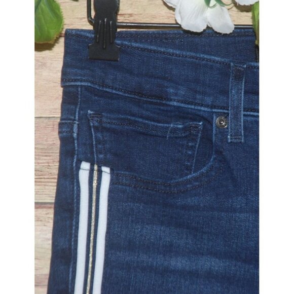 Express Ankle High Rise Denim Perfect Metallic Side Stripe Skinny Jean Womens 6 - Picture 3 of 13